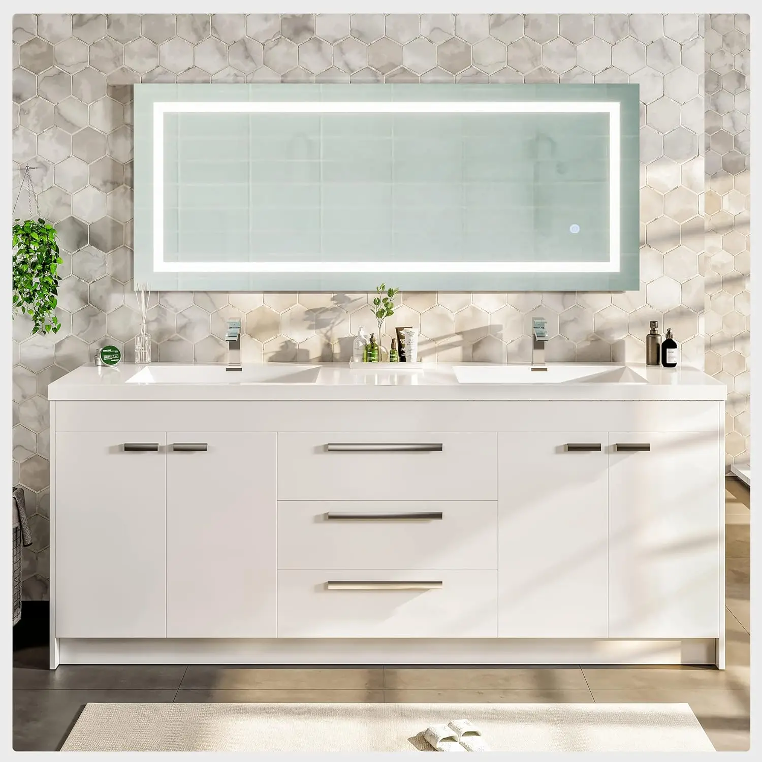 Modern Luxury Bathroom Vanity Sink Wash Basin Set Customizable Floor-Standing Luxury Bathroom Cabinet Smart for Apartment Use