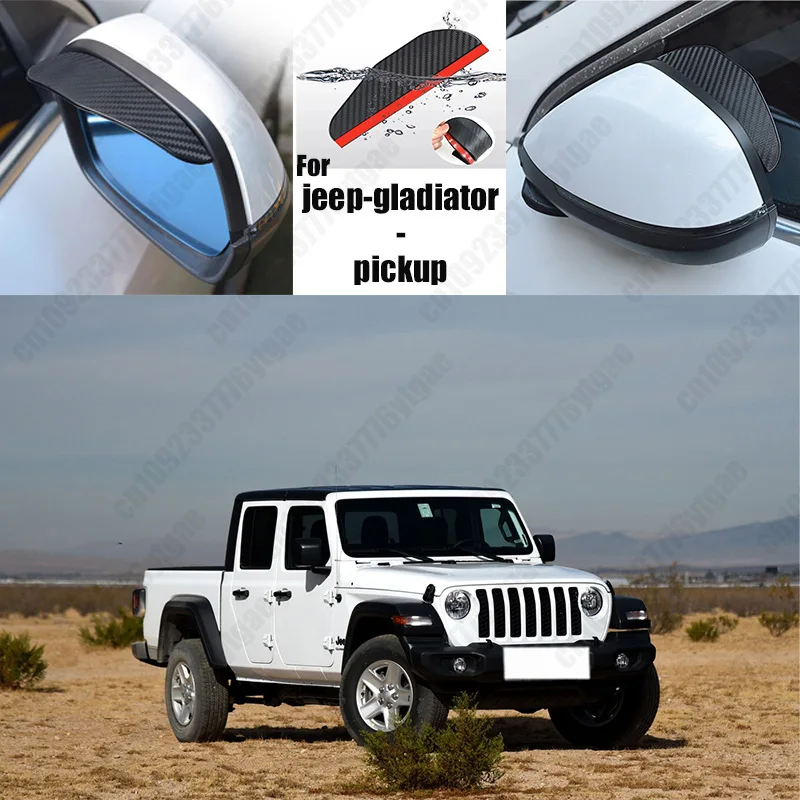 

For jeep-gladiator-pickup Car Rearview Mirror Rain Eyebrow Fiber Auto Rain Shield Rainscreen Reflector Rain Shield