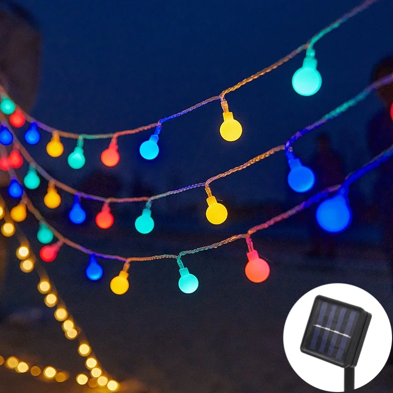 12 متر/22 متر الشمسية الكرة LED سلسلة أضواء في الهواء الطلق الكرة سلسلة أضواء جارلاند أضواء لمبة للحزب المنزل الزفاف حديقة زينة عيد الميلاد