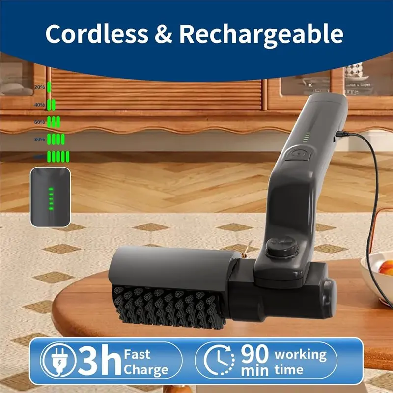 SOFT-BBQ Grill Cleaner Rechargeable Electric Brush, 3-Speed 180° Adjustable With Stainless Steel Rotary Head