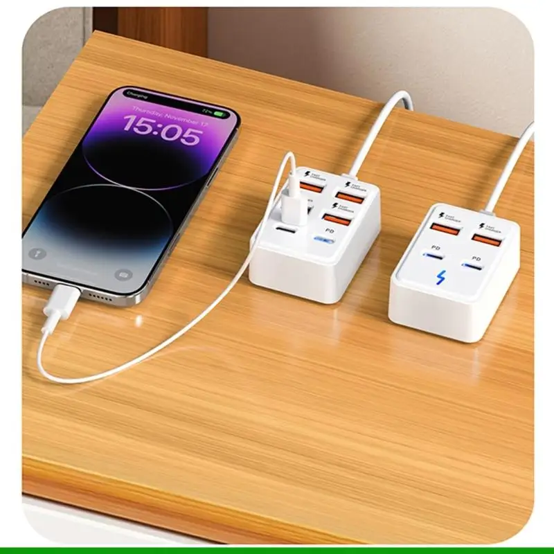 U55C Multi Device USB A Charging Splitter Adaper Supports Simultaneous Charging For 6 Electronics Charging Adapter