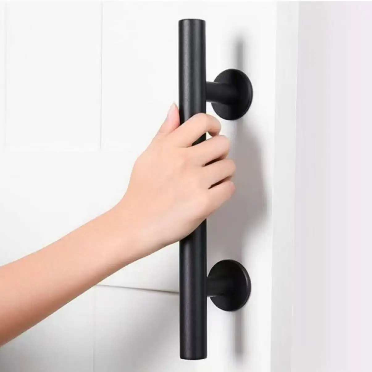 

Door Handle Black Circular Double Sided American Wooden Door Indoor Sliding Door Mobile Door Handle All Black Reinforced