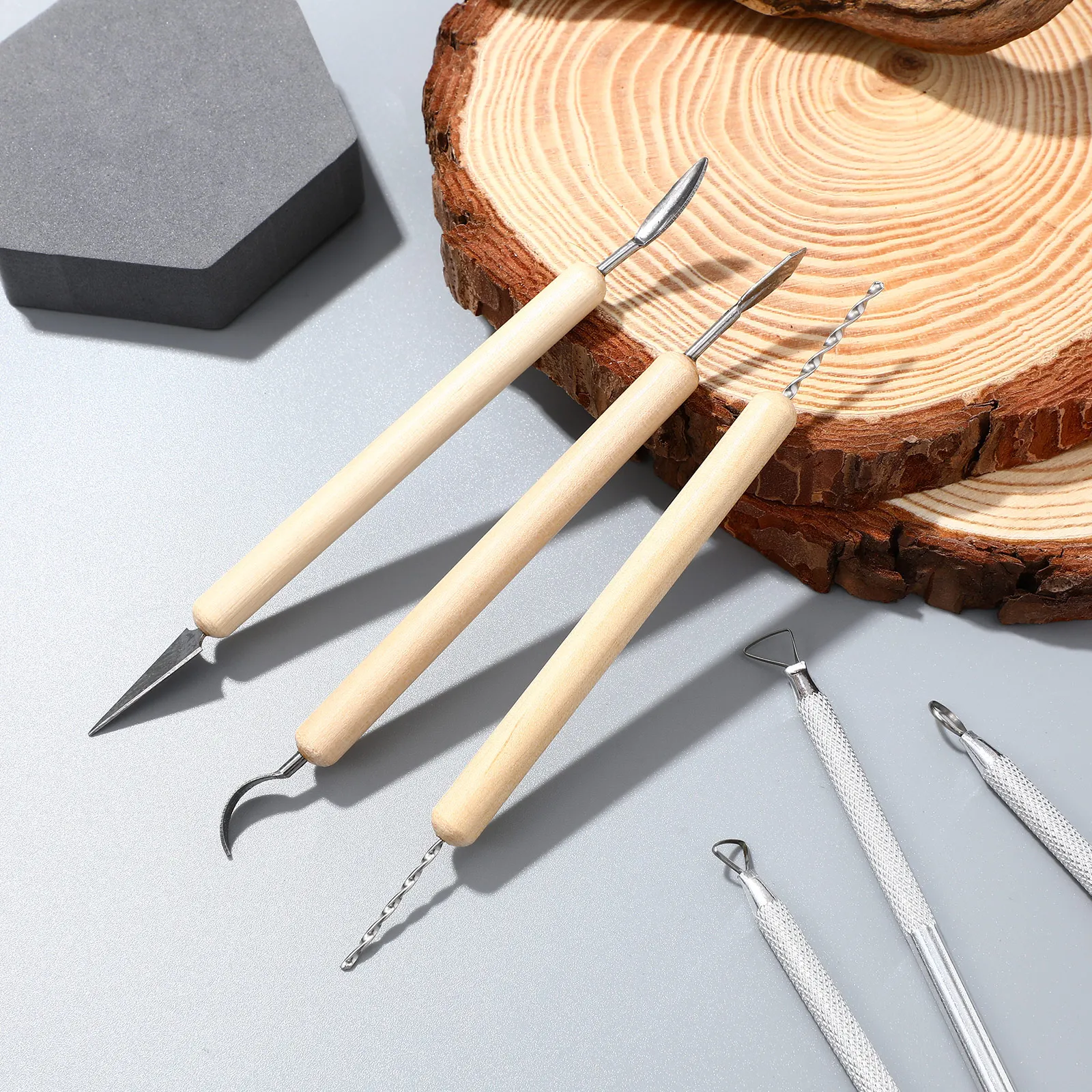 

14pcs Professional Pottery Sculpture Clay Tools Kit Wood Metal Carving Jewelry Making Zippered Bag Case Storage Carry Convenient