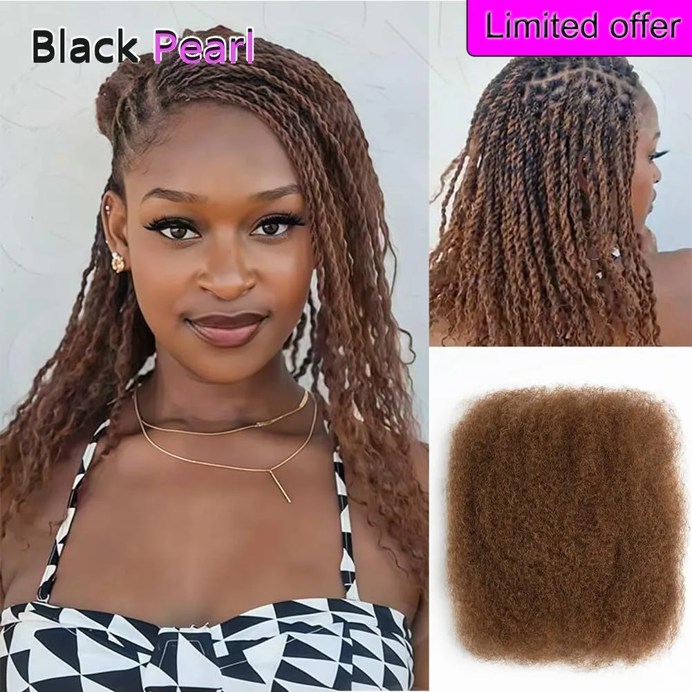 

Black Pearl Premium Human Hair For Braiding 50g Afro Kinky Bulk Comes in 3 Versatile Shades Virgin Remy Hair for Soft Dreadlocks