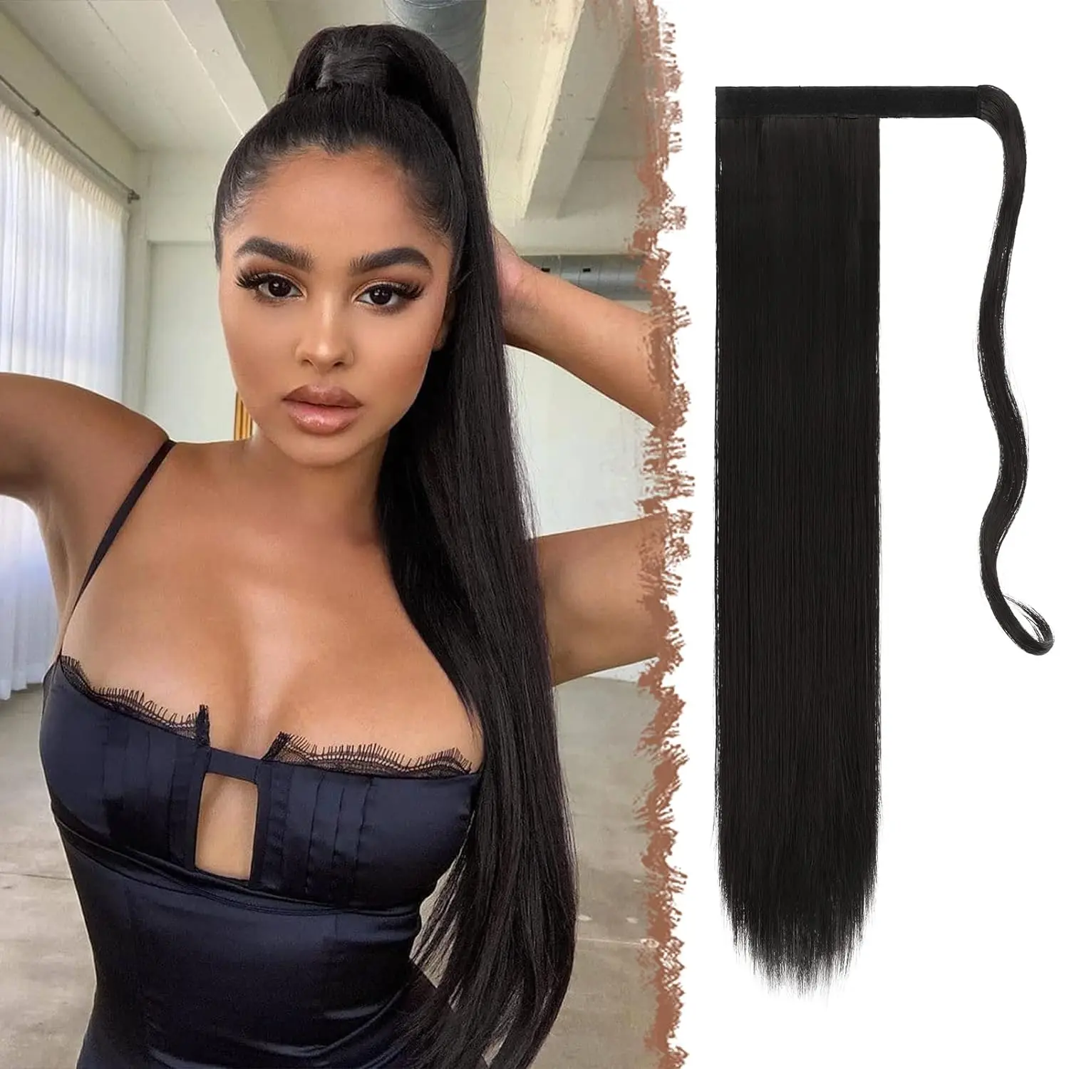 Ponytail Human Hair Remy Straight European Ponytail Hairstyles 100g 100% Human Natural Hair Horse Tail Clip in Extensions