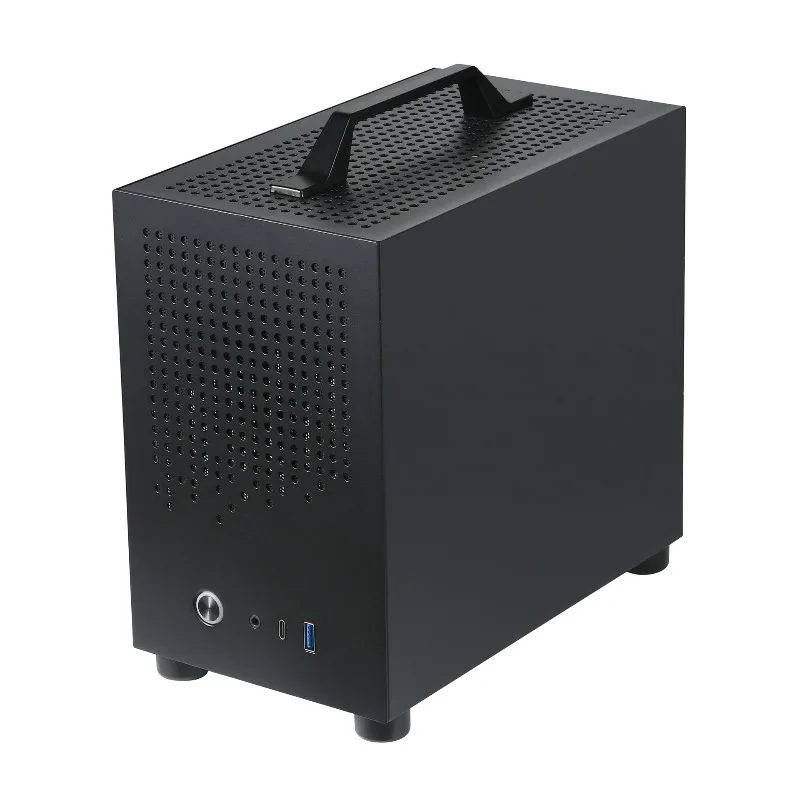 Portable 7.6L Mini ITX Gaming Case SKTC A17 with Handle, Supports SFX PSU & 210mm GPU, Type-C 10G for ITX Motherboard