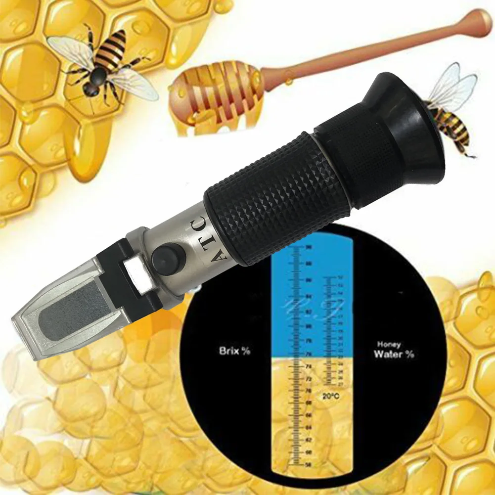 Tester Honey Refractometer Handheld Temperature Brix 58-92% Water Sugar Content Fruit Solution Moisture With ATC For Beekeepers