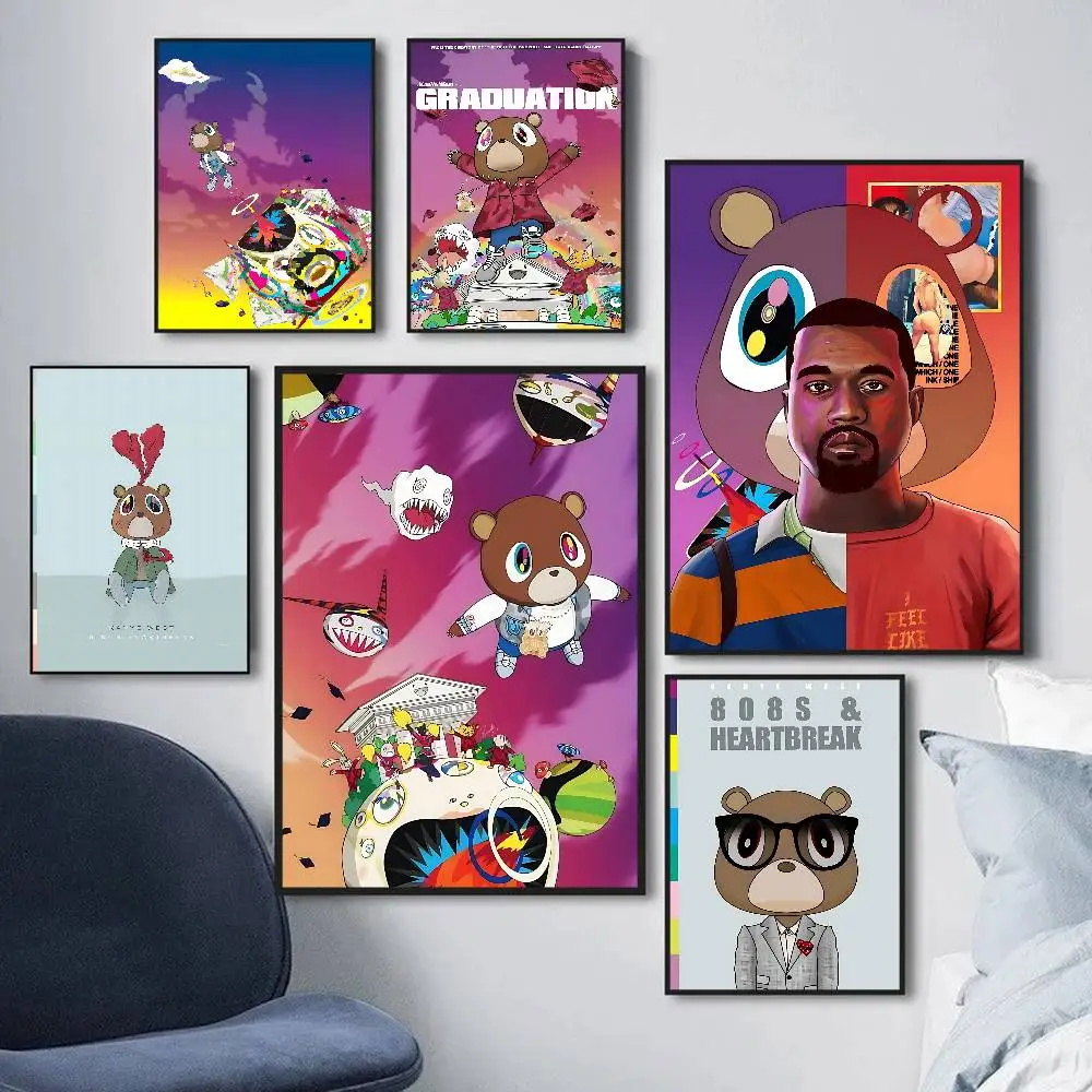 

Kanye West Album Anime Posters Sticky HD Quality Wall Art Retro Posters For Home Kawaii Room Decor