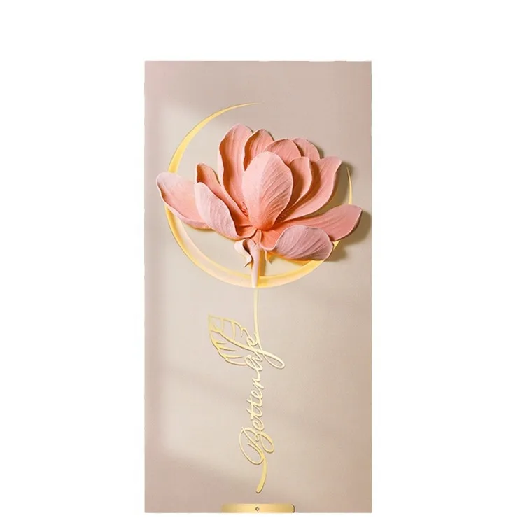 LED New Chinese Three-dimensional Relief Entrance Decorative Painting Star Moon Magnolia Light Luxury Aisle Corridor Entrance Pa