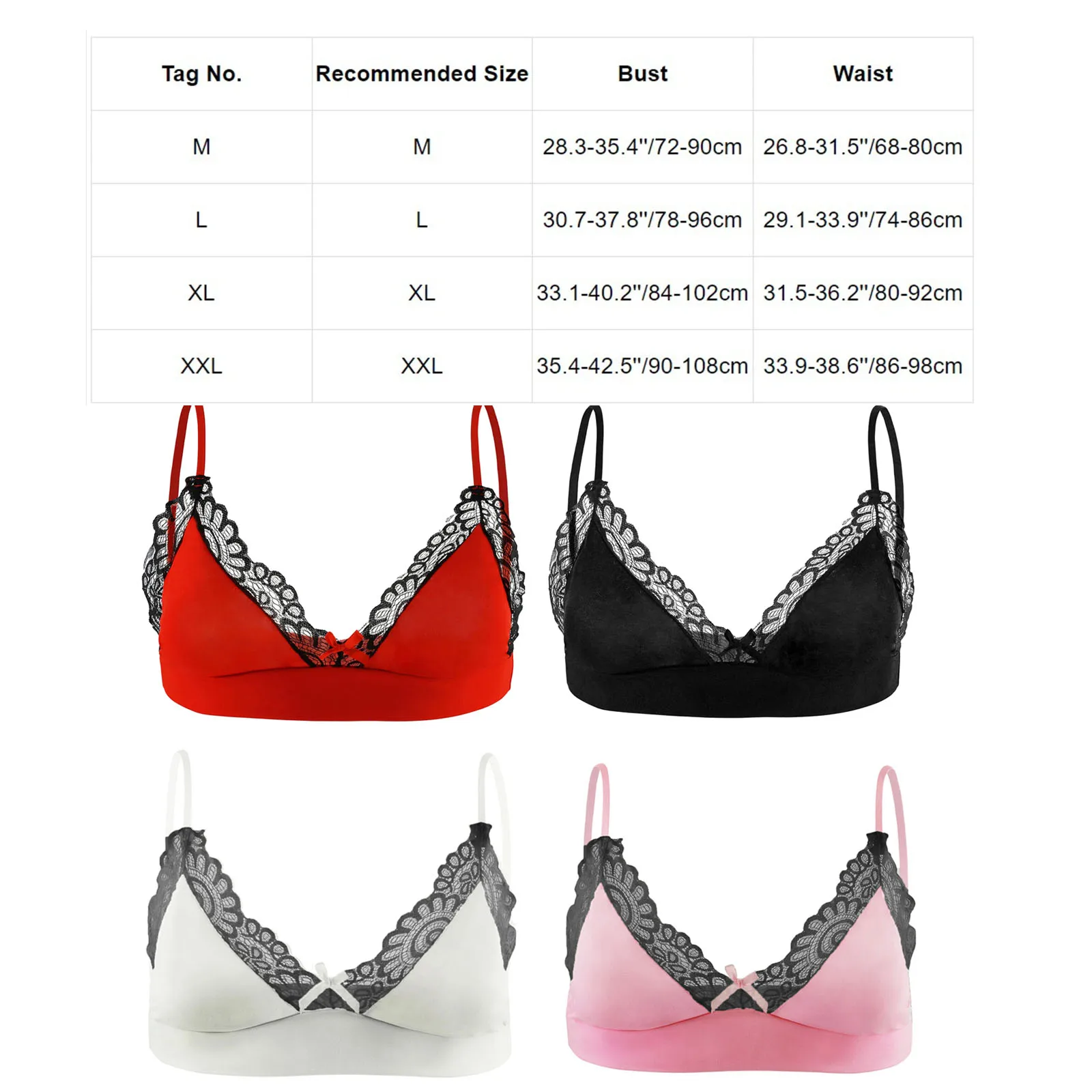 Mens Sissy Bra Tops Pink Crossdress Lingerie Gay Male Floral Lace Wire-free Bralette Underwear Nightwear Crossdresser Clubwear