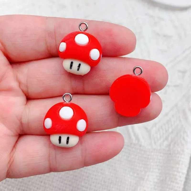 10pcs Popular Game Mushroom Resin Charms For Earring Making Cute Food Cartoon Flatback Cabochon Beads Jewelry Diy