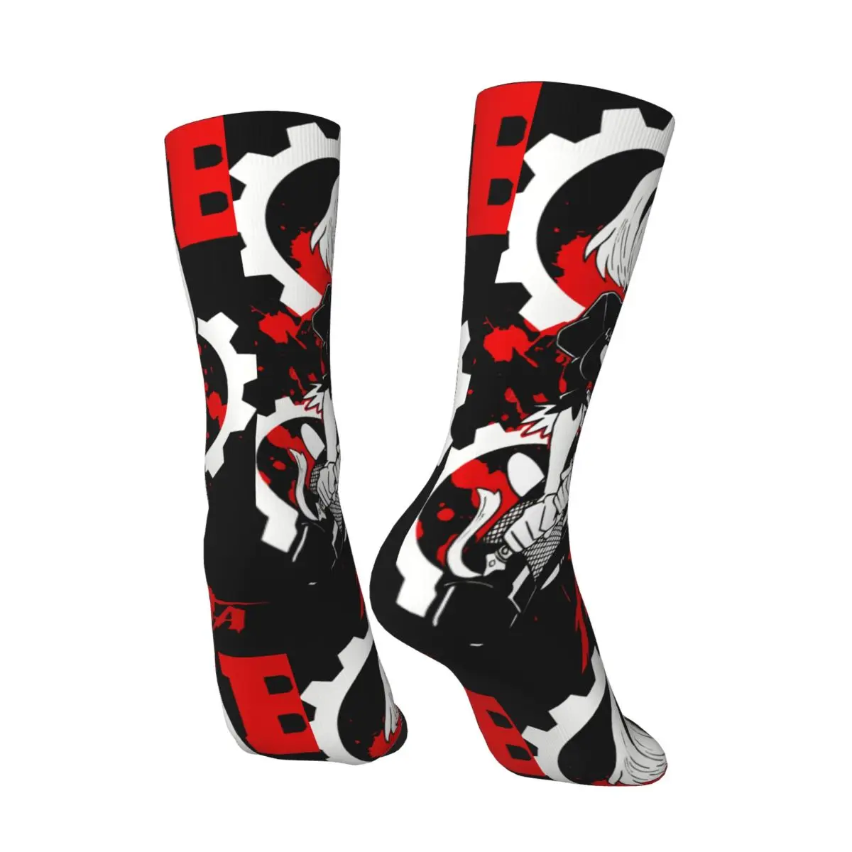 Funny Crazy compression Automata 2B Sock for Men Hip Hop Harajuku Nier Popola Game Happy Seamless Pattern Printed Boys Crew Sock