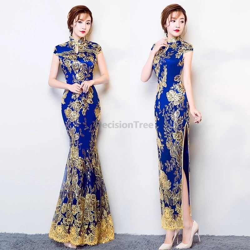 

2025 elegant temperament chinese cheongsam gorgeous exquisite banquet qipao fashionable advanced sense fishtail evening dress
