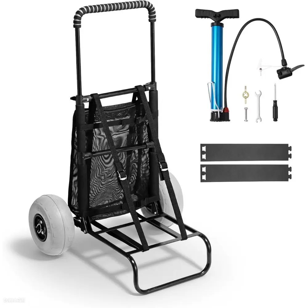 

Adjustable Height Sand Cart with Large Wheels for Beach or Heavy Duty Use