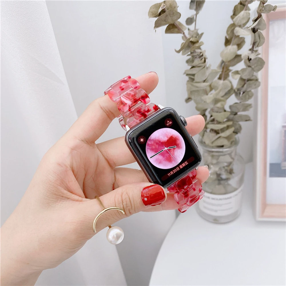 New Resin Strap for Apple Watch Ultra 87654SE 49mm 45mm 41mm 44mm 40mm Women Fashion Bracelet Wristband for iWatch 3 2 42mm 38mm