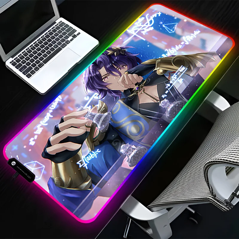 Podkładka pod mysz RGB LED Gumowa podkładka pod mysz Akcesoria do gier komputerowych Podkładka pod klawiaturę Antypoślizgowa H-honkai Star Rail Dr. Podkładka pod mysz Ratio Desk