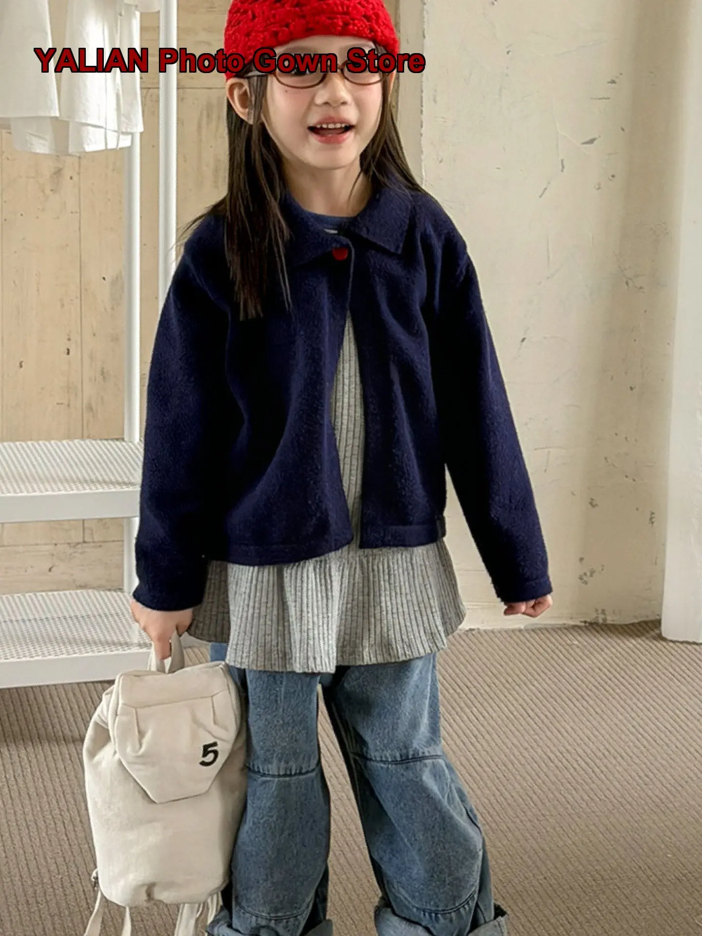 Boys Girls Pullover Sweater Kids Autumn Winter Turtleneck Knit Top Stylish Cartoon Pattern