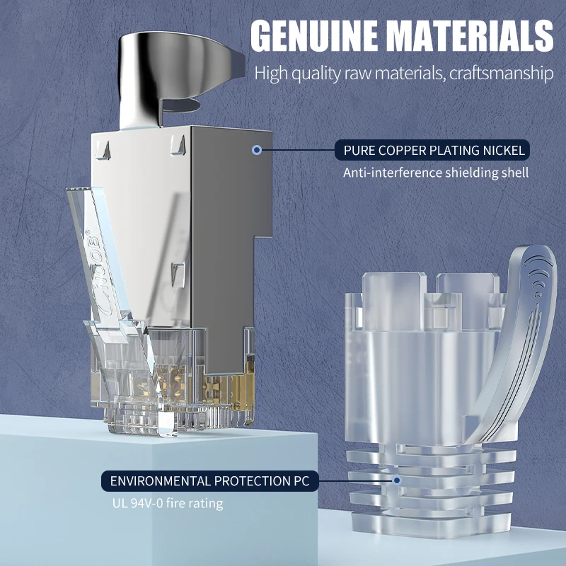 10PCS/lot RJ45 Connector Network Cable Connector Cat8 Cat7 RJ45 Plug Shielded FTP 8P8C Network Crimp Connectors 1.45mm