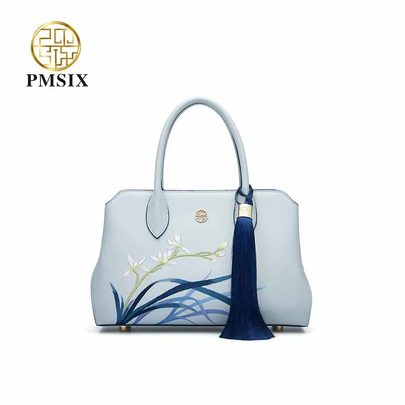 Pmsix Embroidery Designer Women Leather Handbag Fashion  Luxury Messenger Women Shoulder Bag  Ladies Crossbody bags