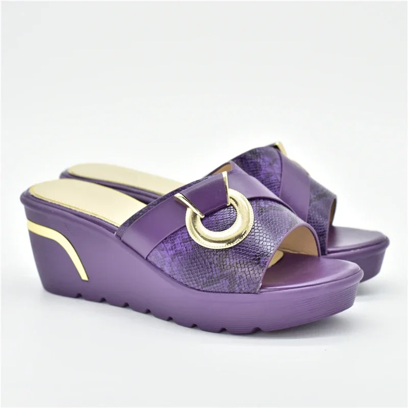 Zapatos de fiesta africanos de último diseño decorados con zapatos de boda de Metal para mujer, zapatos de cuña de novia para mujer, zapatos de lujo