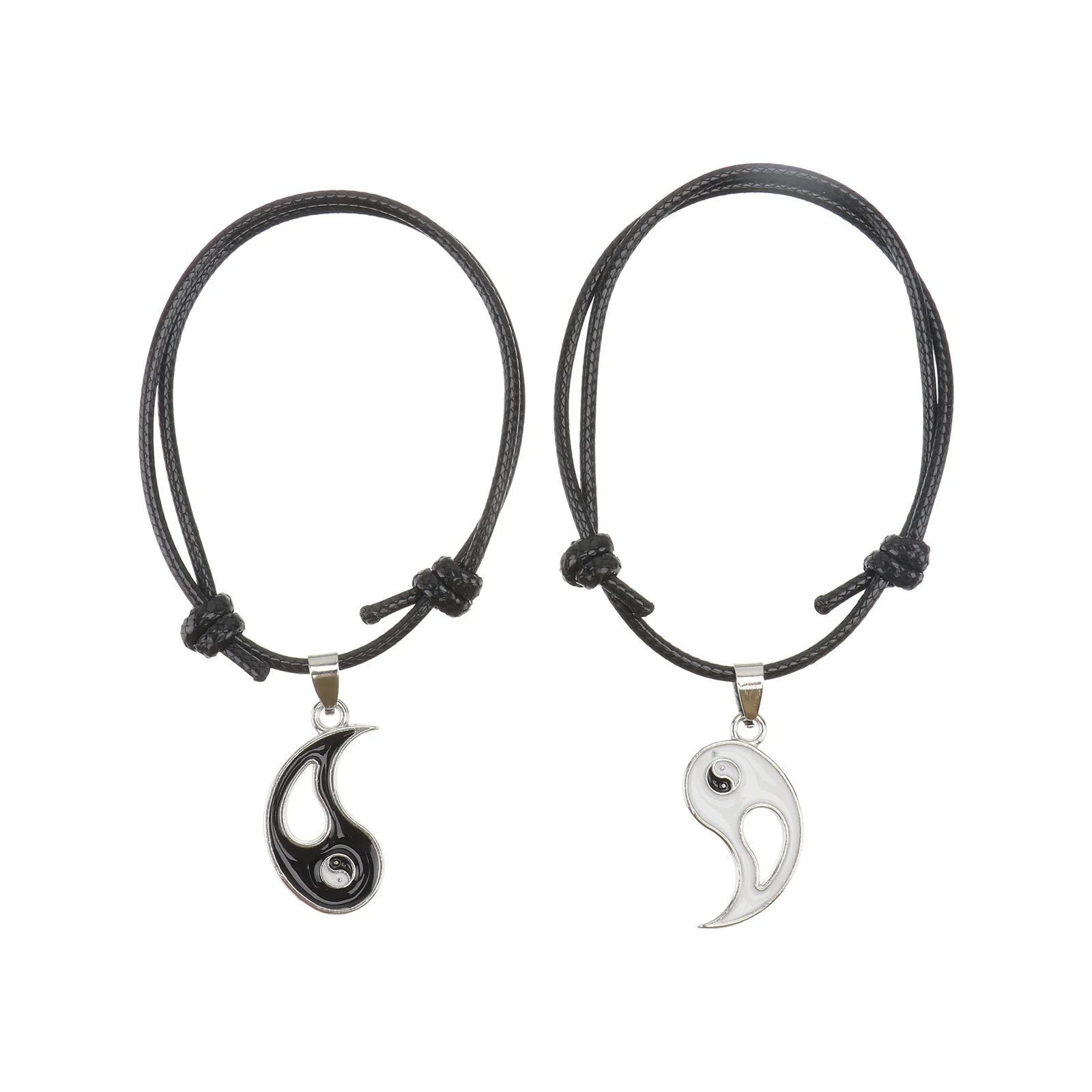 

1 Pair Adjustable Bracelets Black Creative Design For Couples Friends Stylish Trendy Jewelry Gift Unisex Accessory