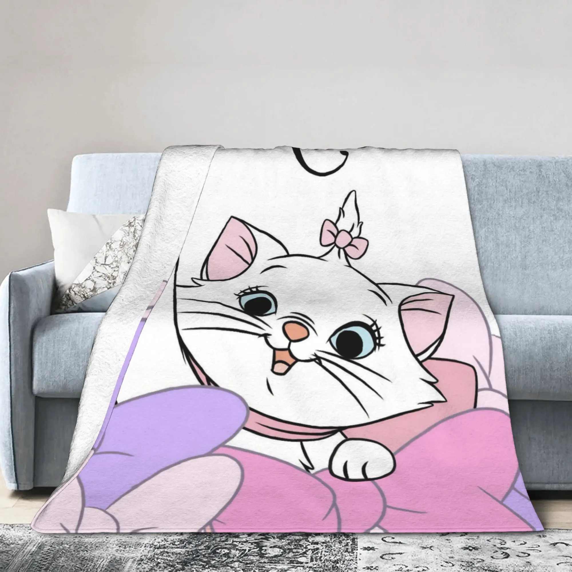 

The Aristocats Marie Cats Paris Blanket Cartoon Fleece Throw Blankets Airplane Travel Portable Ultra-Soft Bedspreads Portable