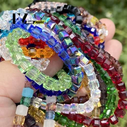 95-100pcs 4mm Faceted Cube Crystal Glass Loose Beads for Jewelry Making DIY Necklace Bracelet Earring Accessorise