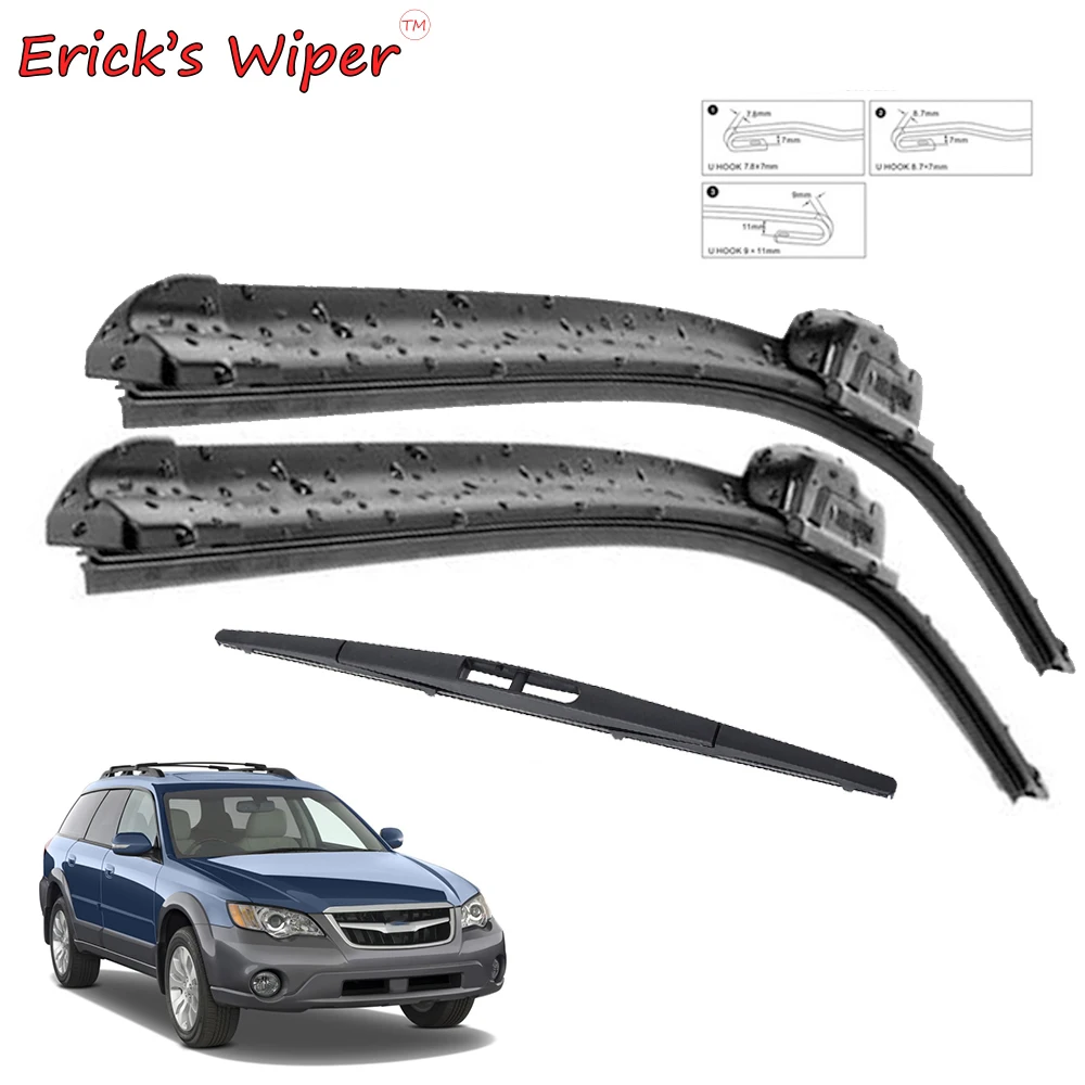 Erick's Wiper Front & Rear Wiper Blades Set Kit For Subaru Outback 3 BP BL 2005 - 2009 Windscreen Windshield Window 24