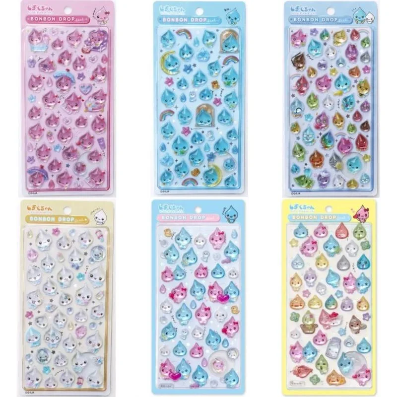 Glittering Powder Decorative Sheet, DIY Kawaii 3D Stickers, Raindrop Lord Crystal Drop Small Gift