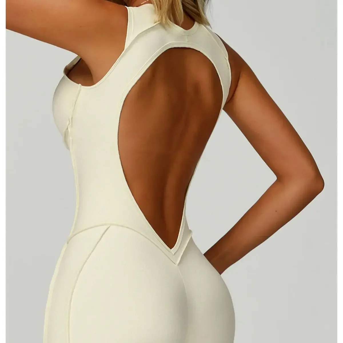 بذلة اليوغا قصيرة بلا أكمام ملابس رياضية اللياقة البدنية عارية الذراعين الرياضة ارتداءها المرأة الرقص الجري تجريب الملابس اليوغا بذلة #3