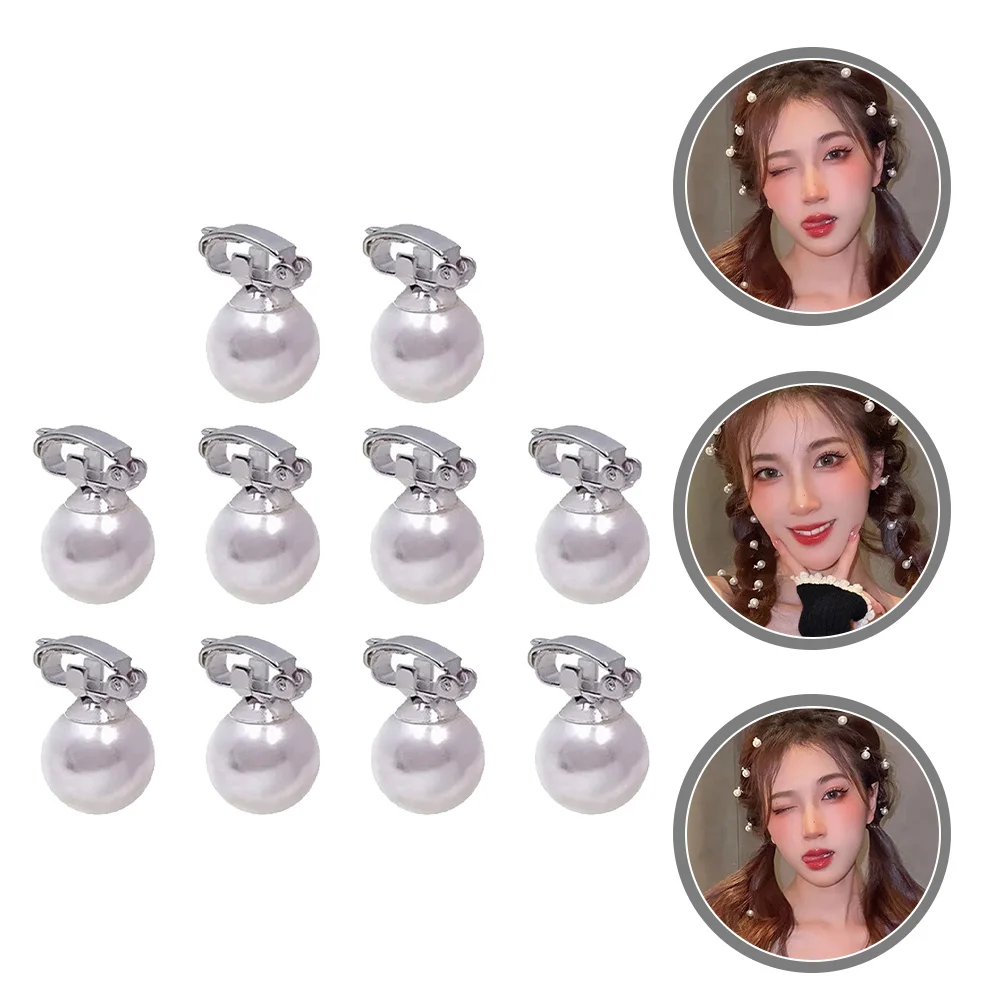 10 Buah Klip Mutiara untuk Wanita Klip Kepang Buatan Aksesori Rambut Kepang Jepit Rambut Pengantin Dekorasi Rambut