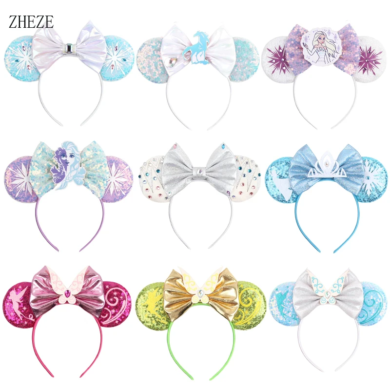 

10Pcs/Set Wholesales Mouse Ears Headband For Girls Glitter Sequins 5" Bow Hairband Women Party Hair Accessories Mujer Boutique