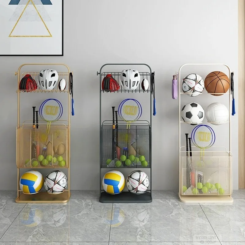 Household football volleyball basketball storage rack, display rack, badminton racket storage basket ball finishing rack