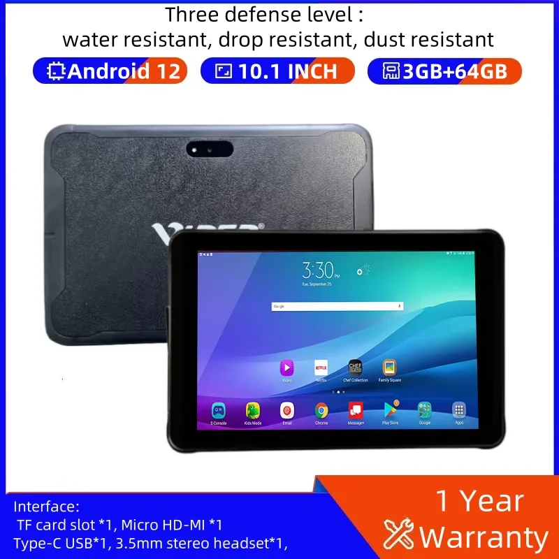 

Планшет Type-C 10,1 дюйма, устойчивый к падению воды, Android 12, Z11 MT8168, 3 ГБ ОЗУ, 64 ГБ ПЗУ, WIFI, Bluetooth 5,0, 6000 мАч, подарочный стилус