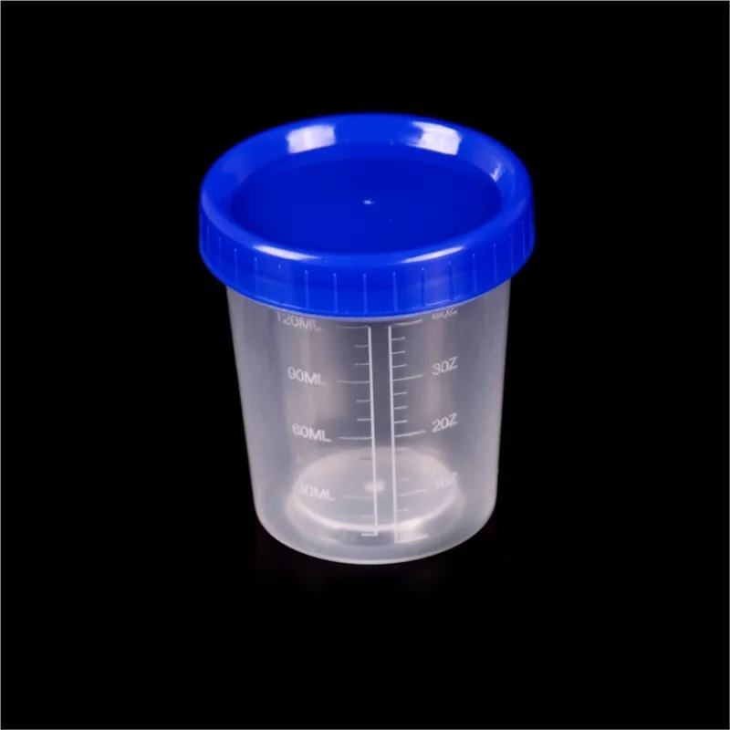 1PCS 120ml Plastic Specimen Sample Jar Craft Container Urine Pot Cup with Lids