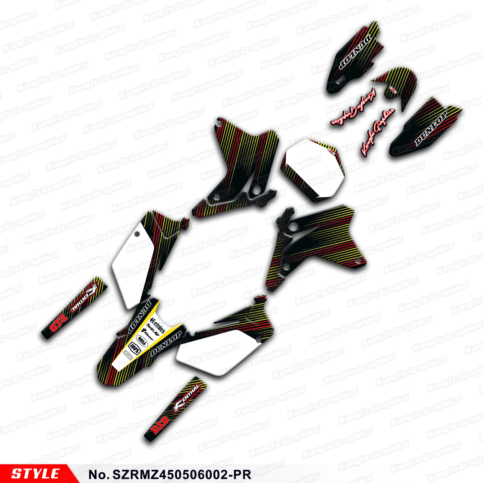 

Aftermarket Motocross Complete Vinyl Custom Decals Stickers Kit for Suzuki RMZ450 2005 2006, SZRMZ450506002-PR