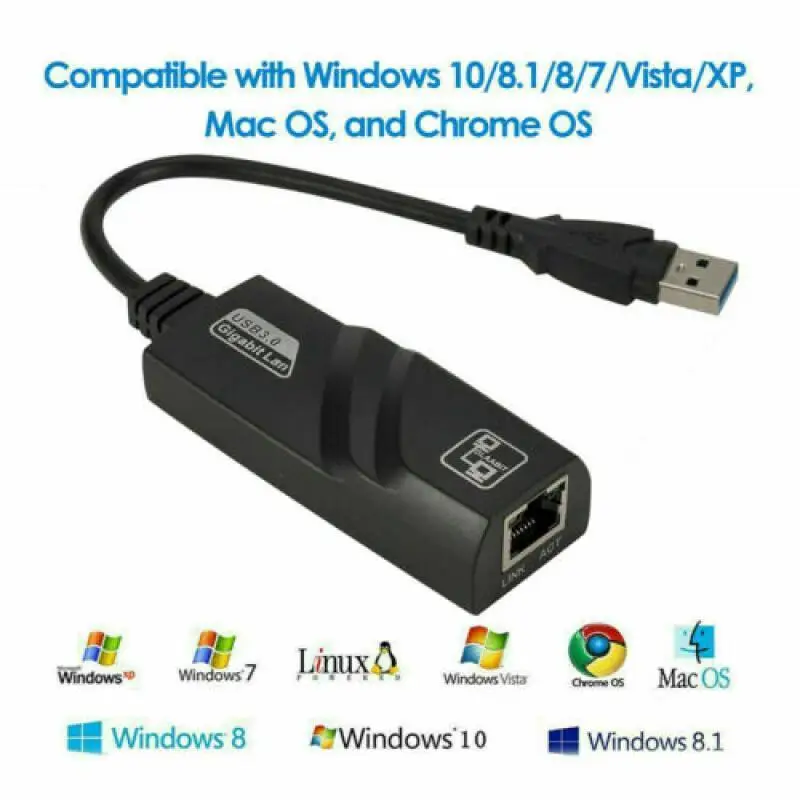 

Проводная карта USB 3.0 к порта RJ45 Gigabit LAN Ethernet Проводной адаптер Сетевой кабель 1000 Мбит/с для ПК Macbook Windows XP Ноутбук
