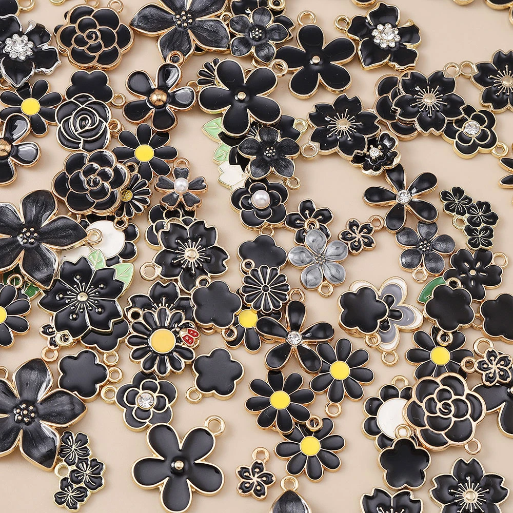 Leslie 20 Stück niedliche grüne Emaille-Blumen-Anhänger für Halsketten, Armbänder, Ohrringe, Schmuckherstellung, Zubehör, DIY-Zubehör – Detail 12