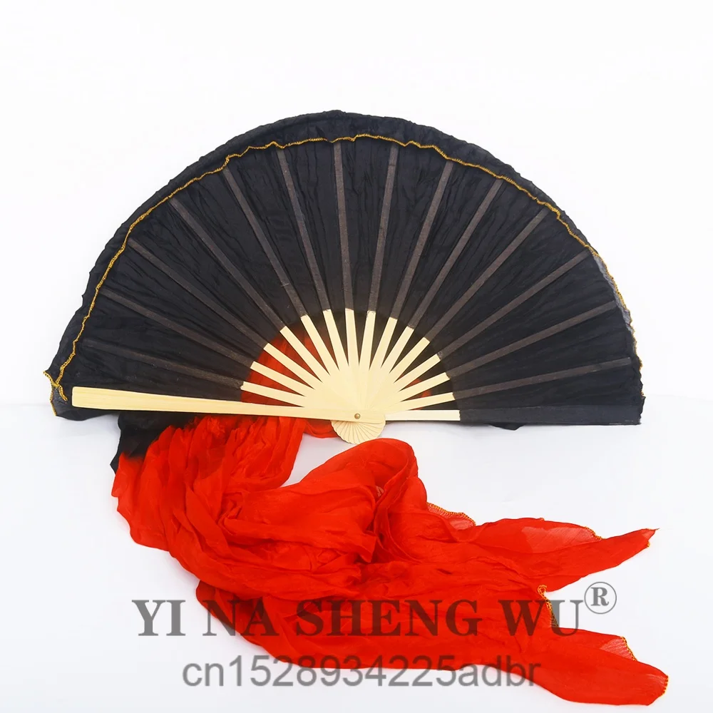 1 paire 100% vraie soie/Imitation soie danse du ventre ventilateur danse du ventre voile à la main teint soie danse ventilateur rouge noir soie ventilateurs voiles