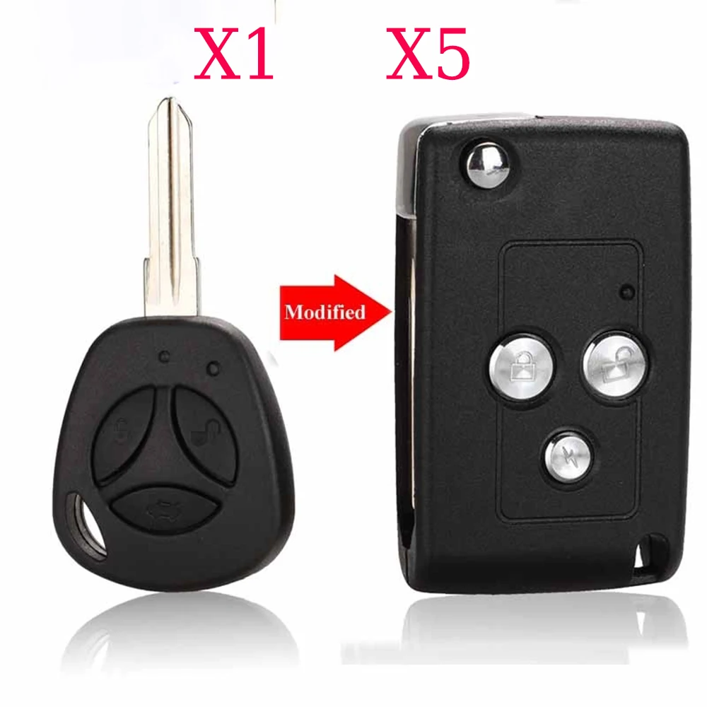jingyuqin X1 X5 3 Buttons Modified Flip Folding Car Blank Key Shell For Lada Priora Kalina Remote Case Cover Fob