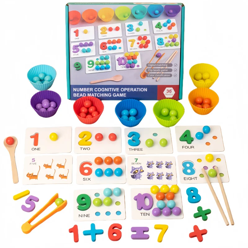 

Kids Montessori Math Counting Sorting Toy Clip Beads Digital Cognition Matching Fine Motor Training Educational Games Toys Gifts