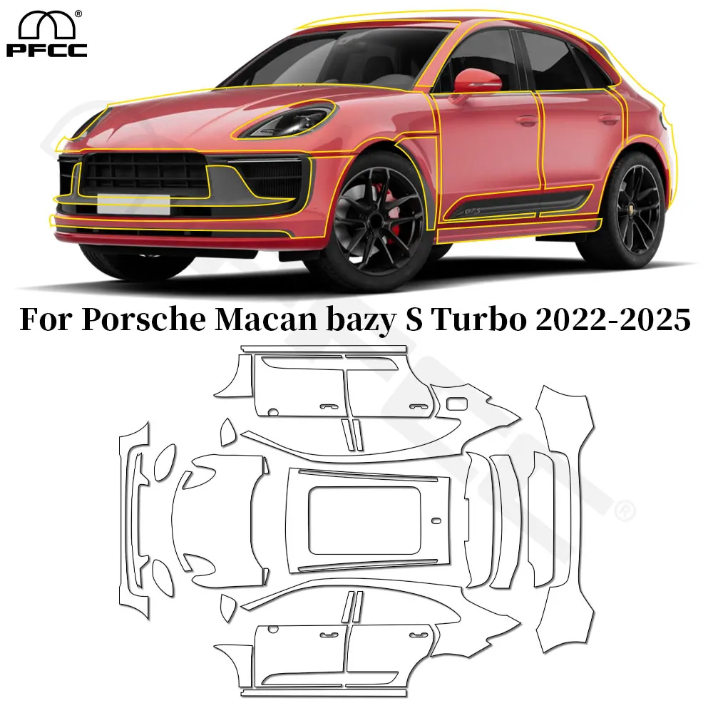 

For Porsche Macan Base S Turbo 2022-2025 TPU Paint Protection Film Anti-Scratch Pre-cut PPF Car Body Clear Bra Resistant Cover