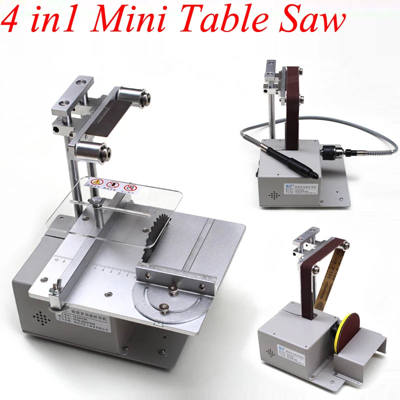 

Mini Table Saw Belt Sander Grinder Handmade Woodworking Polishing Grinding Sanding Machine Cutting Saw with Power Adapter