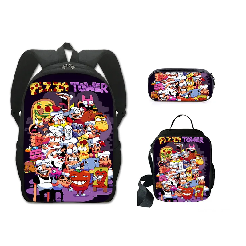 Novelty Popular Funny New Pizza Tower 3D Print 3pcs Student School Bags Laptop Daypack Backpack Lunch bag Pencil Case