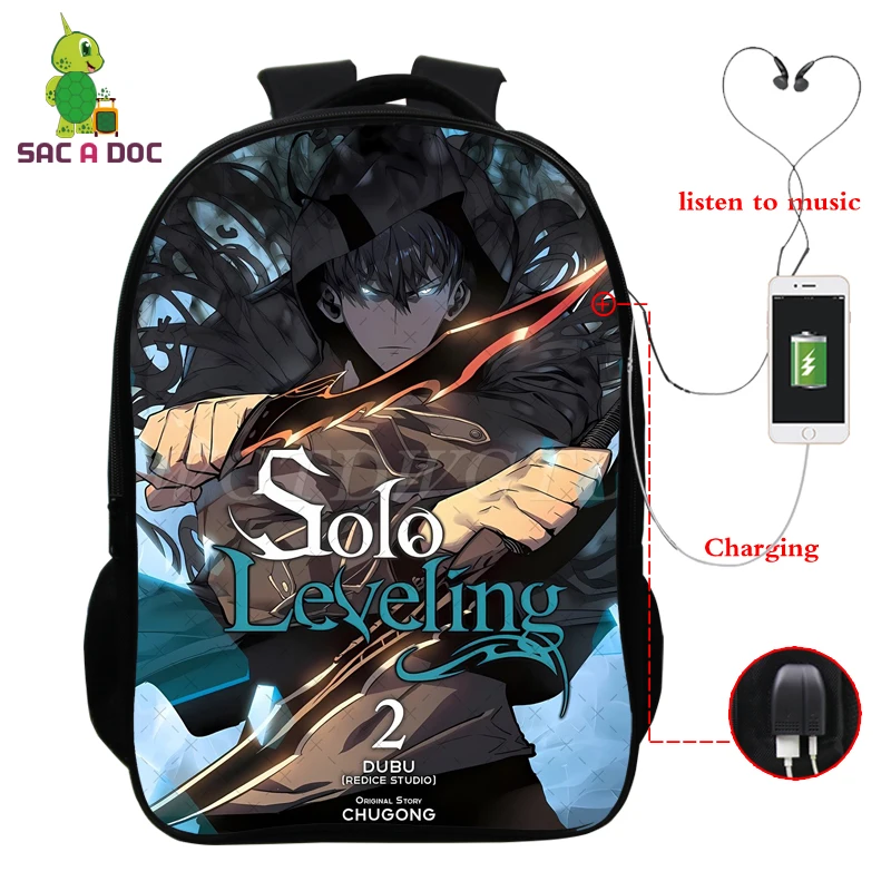 

USB Charging Students Backpack Creativity 3D School Bags for Teenage Girls Boys Solo Leveling Chapter Anime Cartoon Satchel