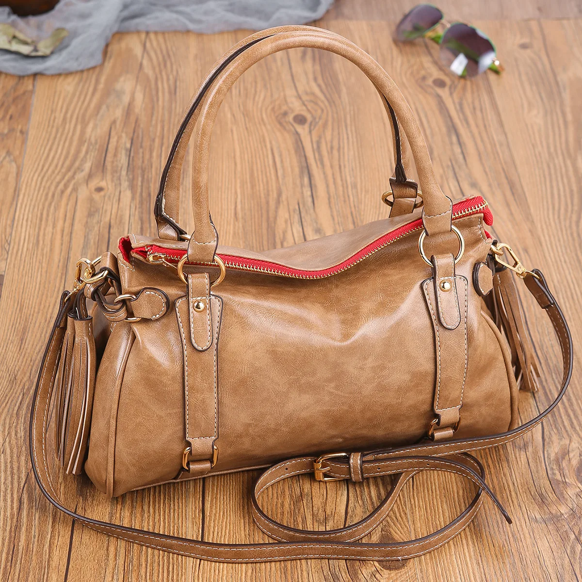 Vintage Doctor Handbags Designer Women Shoulder Bag Luxury Vegetable Tanned Soft Oil Wax Leather Crossbody Bag Large Tote Purses