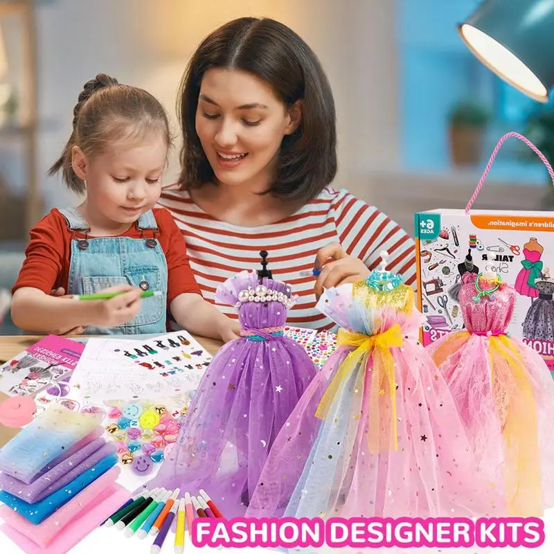 Fashion Design Kit For Girls 345pcs Girls Embroidery Kit Sewing DIY Basic Reusable Kit For Creativity DIY Arts Learning Crafts