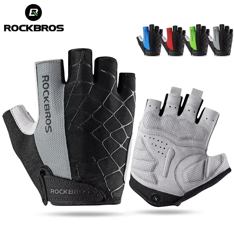ROCKBROS Neue Rennrad MTB Handschuhe Mikrofaser Tragen Beständig Gym Training Fingerlose Handschuh Halb Finger Fahrrad Radfahren Ausrüstung