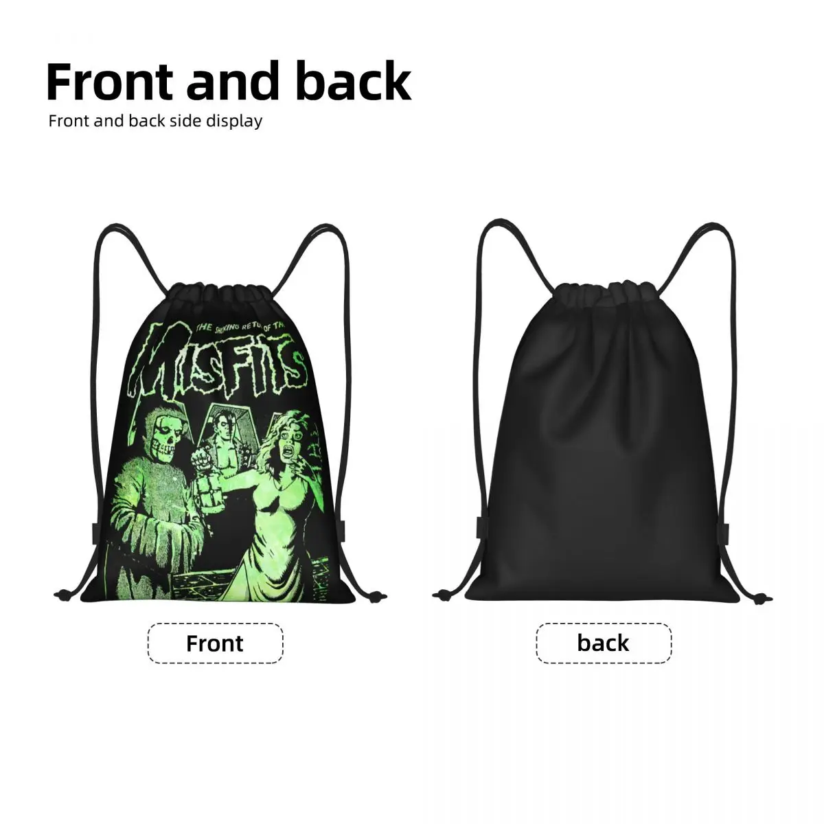 Horror Punk Rock Misfits Skull Drawstring Bag Women Men Foldable Sports Gym Sackpack Shopping Storage Backpacks