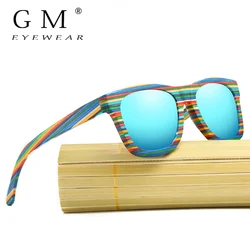 GM gafas de sol de bambú Natural y madera, gafas polarizadas manuales VIP, marca de lujo, gafas degradables ambientales, caja de regalo